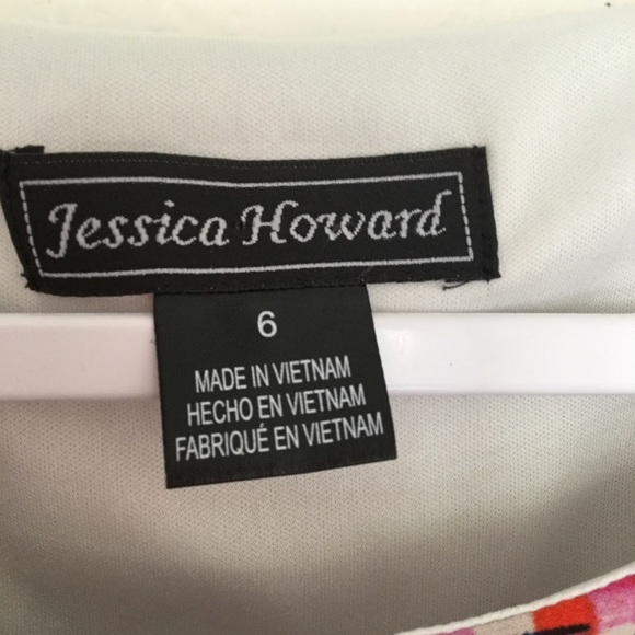 Jessica Howard Geometric 3/4 Sleeve Silky Dress - Picture 4 of 5